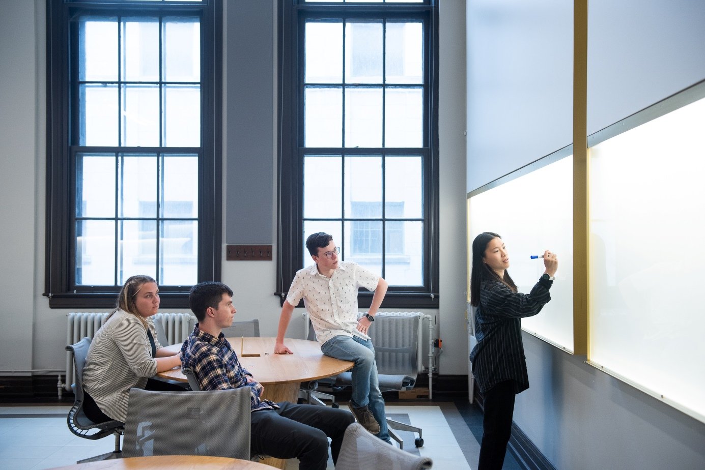 Students work inside a classroom