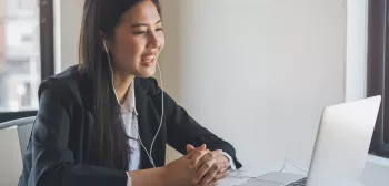 Woman on video call on her laptop