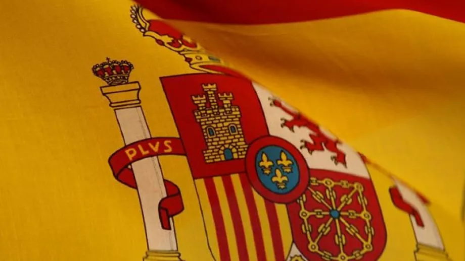 Spanische Flagge mit Trauerflor Stock-Illustration