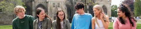 Students by Exeter Cathedral